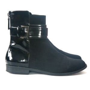 Sz 37- ZARA Black Suede and Patent Leather Boots